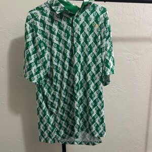 Green Cactus Print Men's Good Good Polo